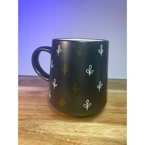 Thyme & Table Black Gold Mug Leaves Cozy Modern Minimal Neutral Simple